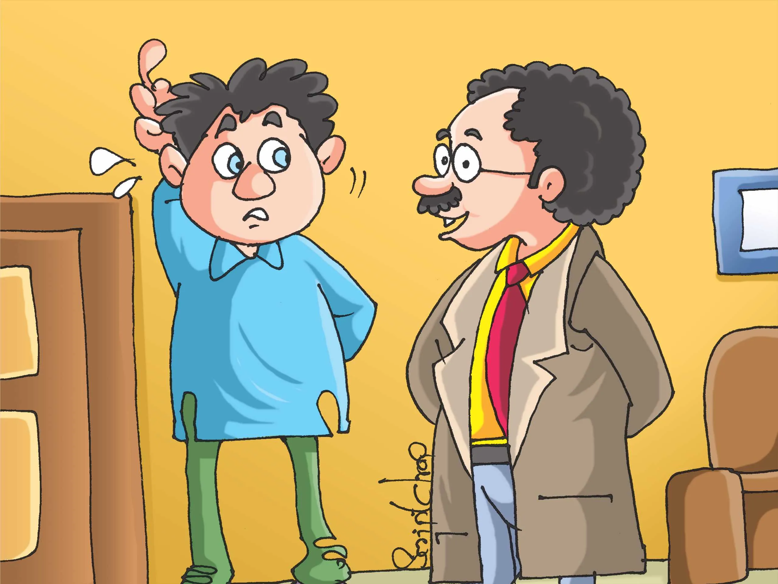 Teacher and Boy Cartoon image