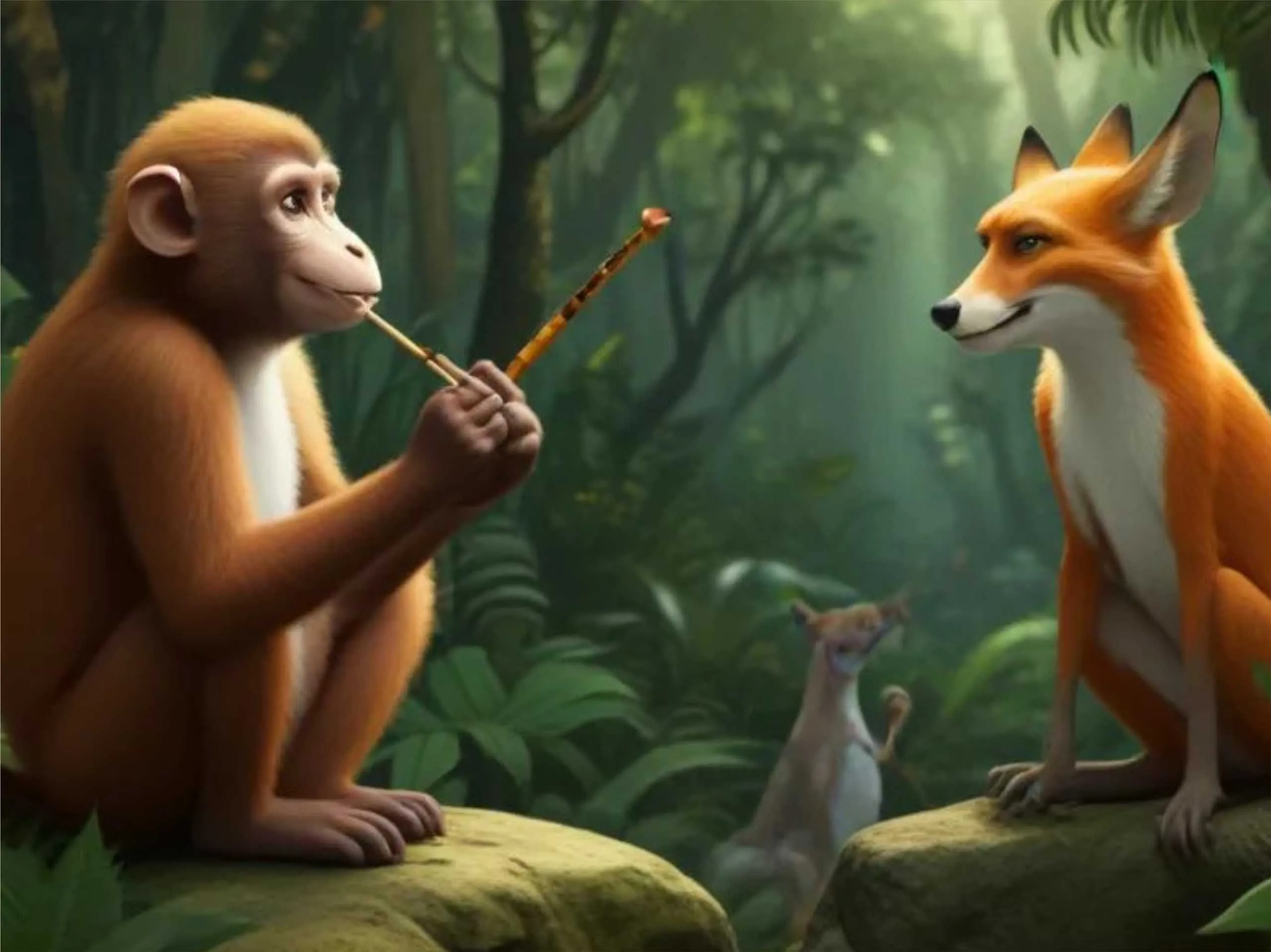 monkey and a fox cartoon image