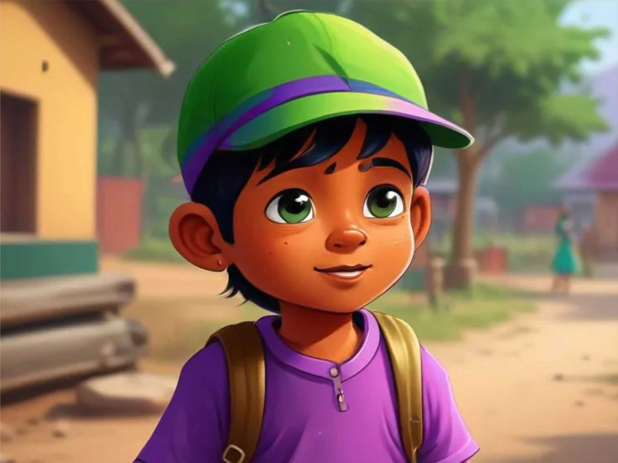 cartoon image of an Indian village boy