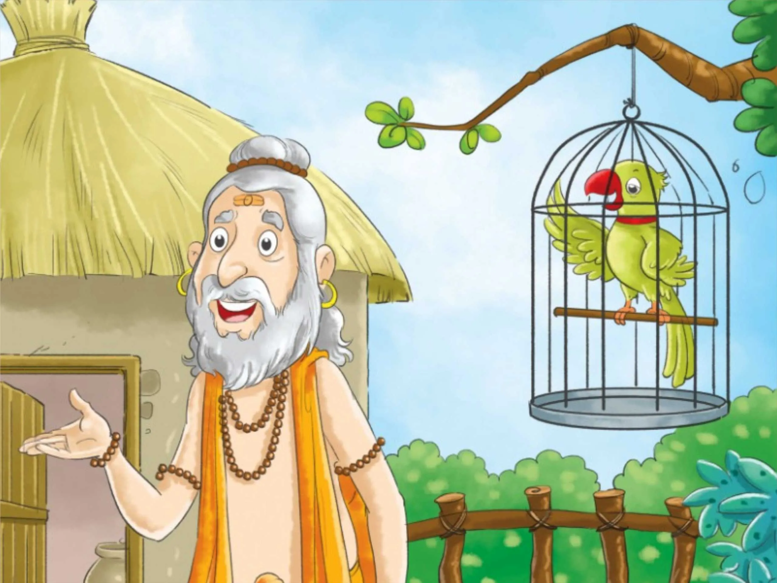 Saint with his parrot cartoon image