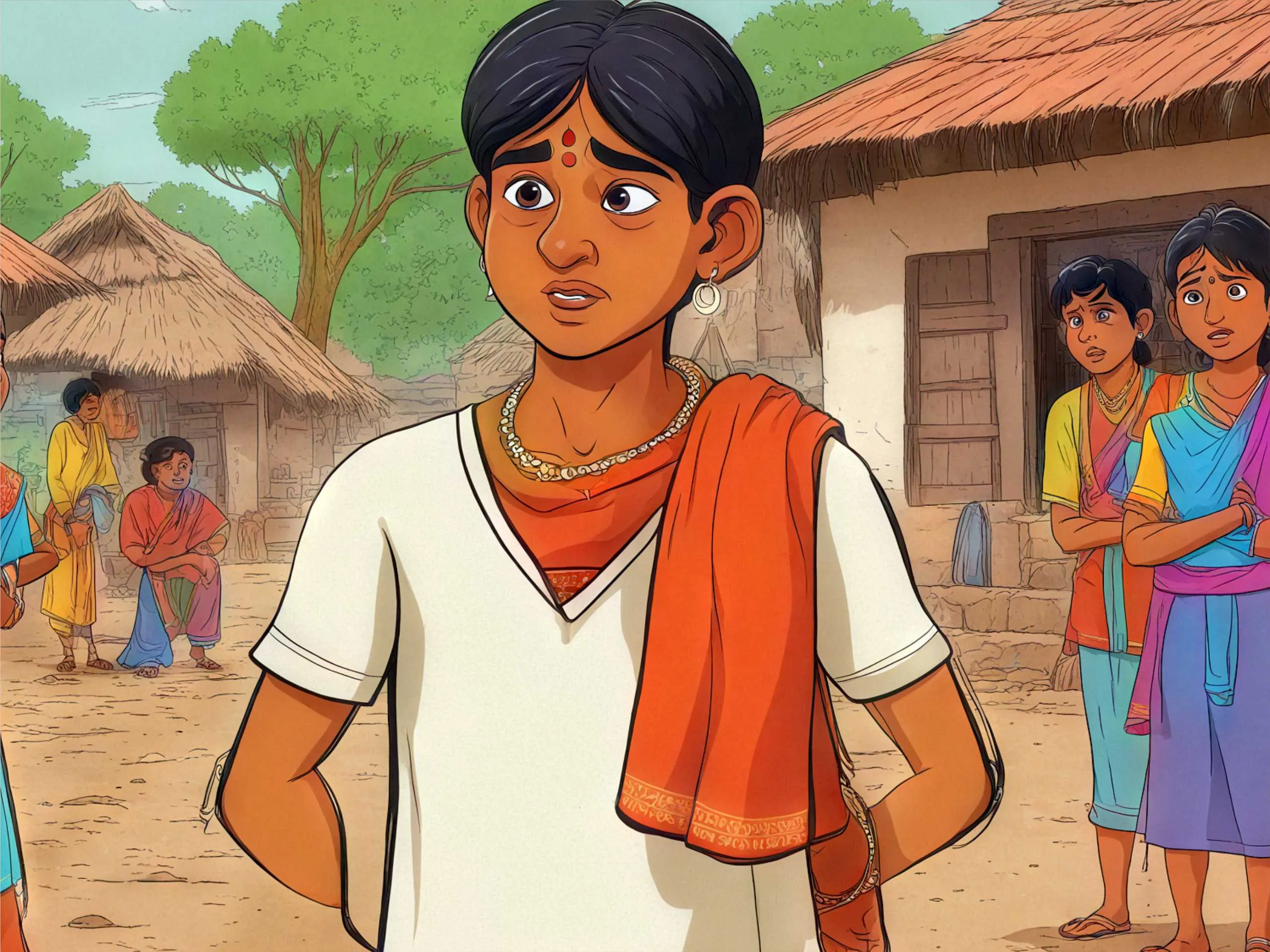 cartoon image of an Indian Village boy