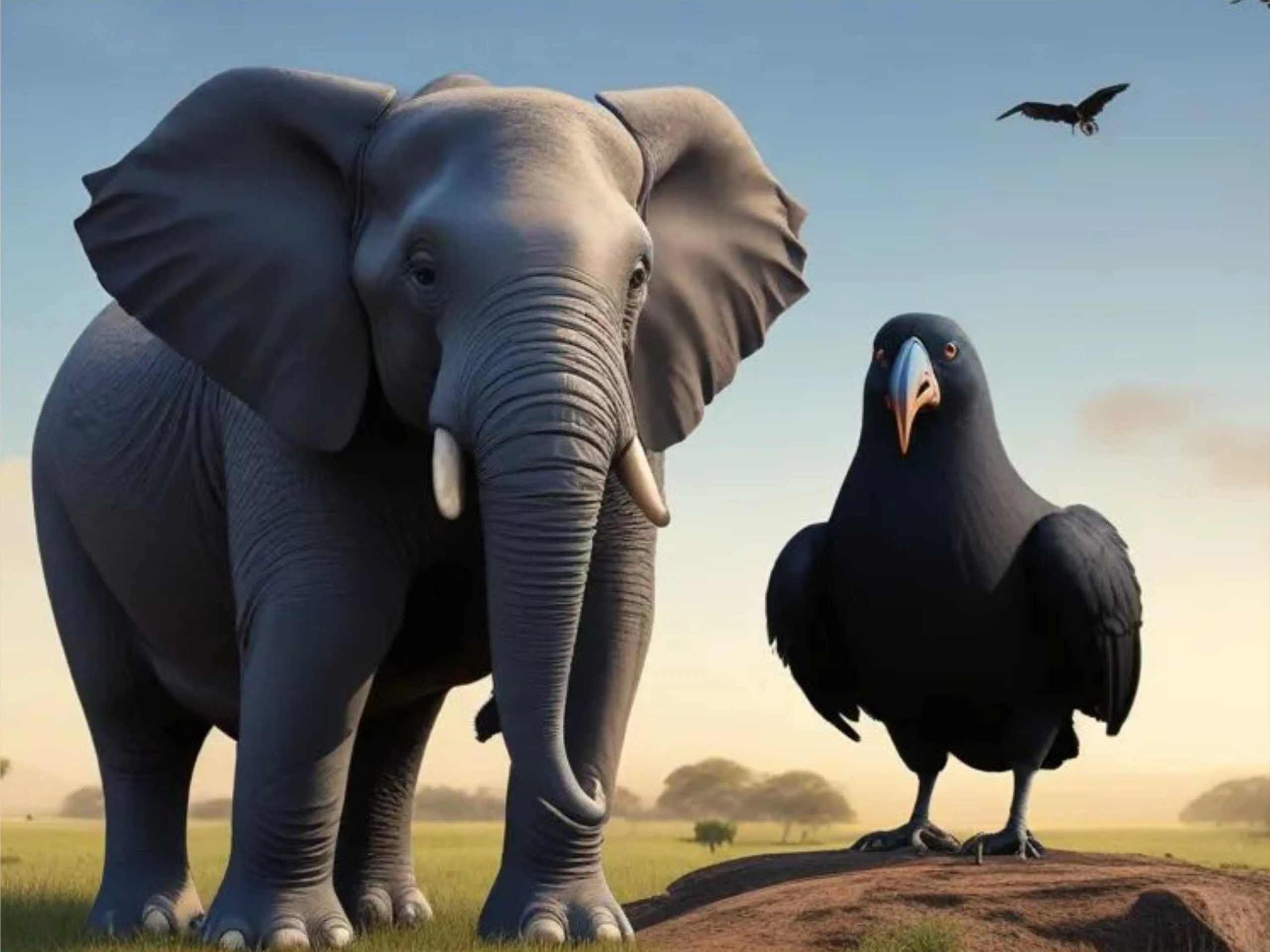 Elephant with Cuckoo cartoon image