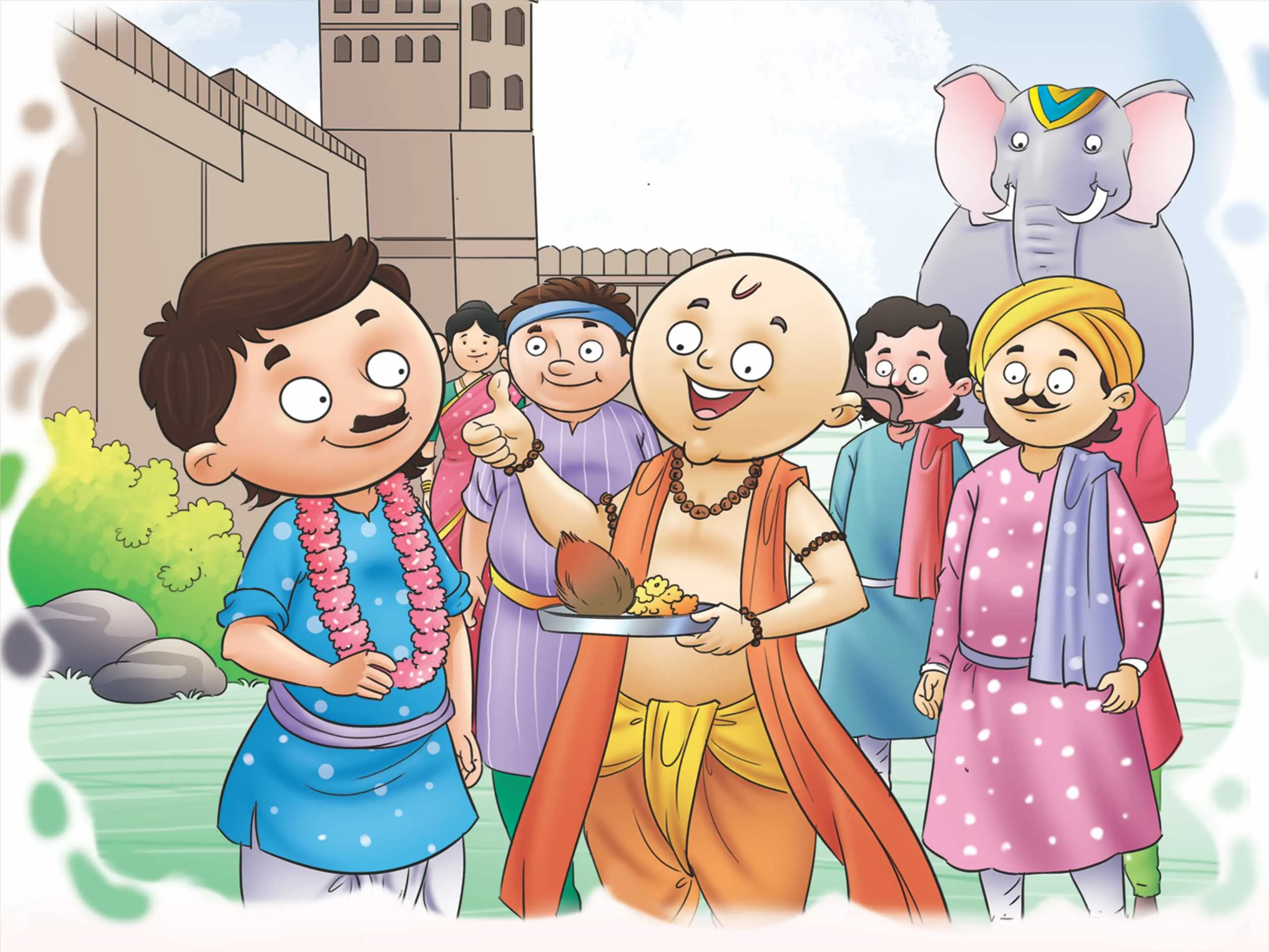 cartoon image of indian village people