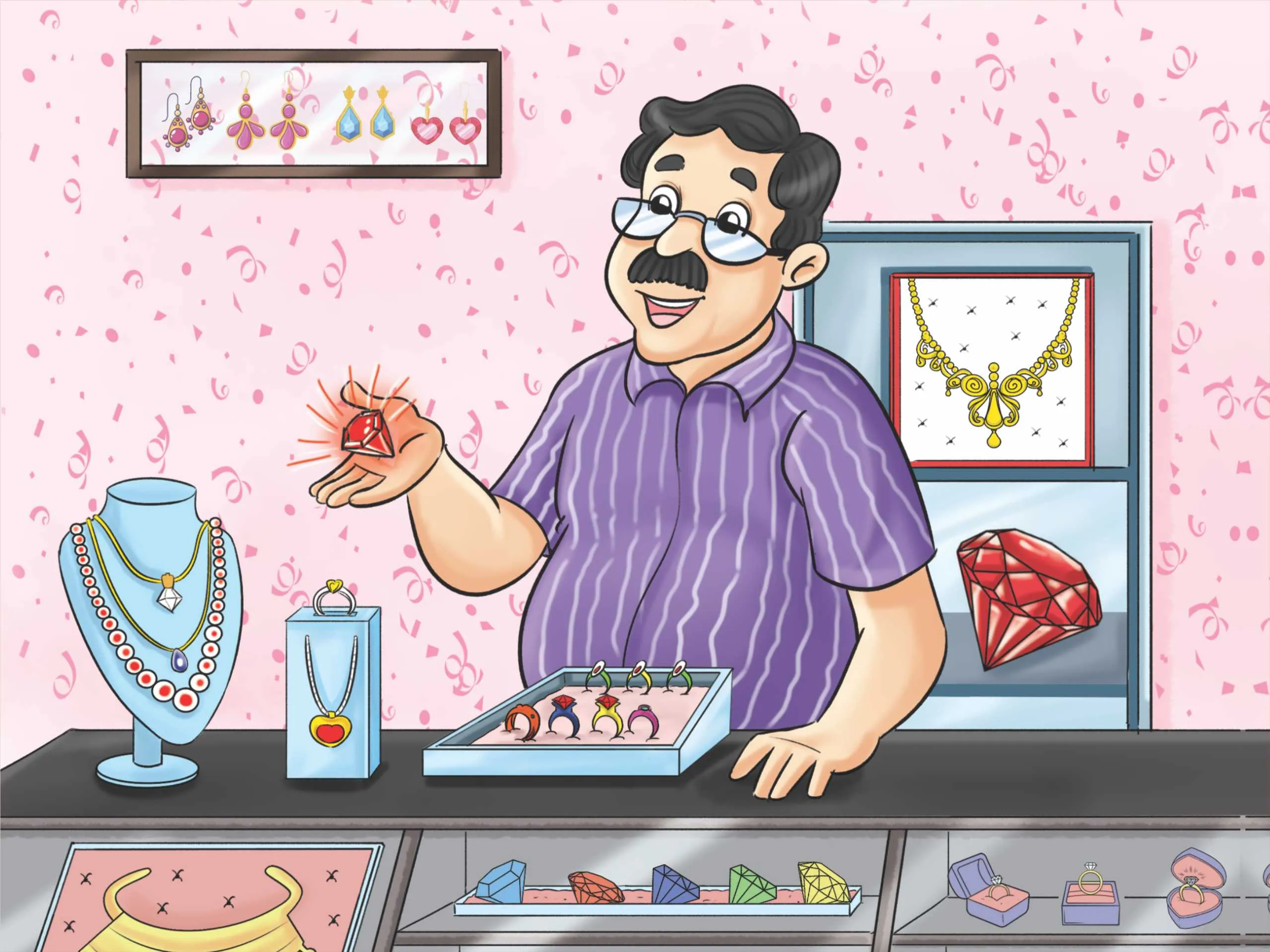 cartoon image of a diamond business man
