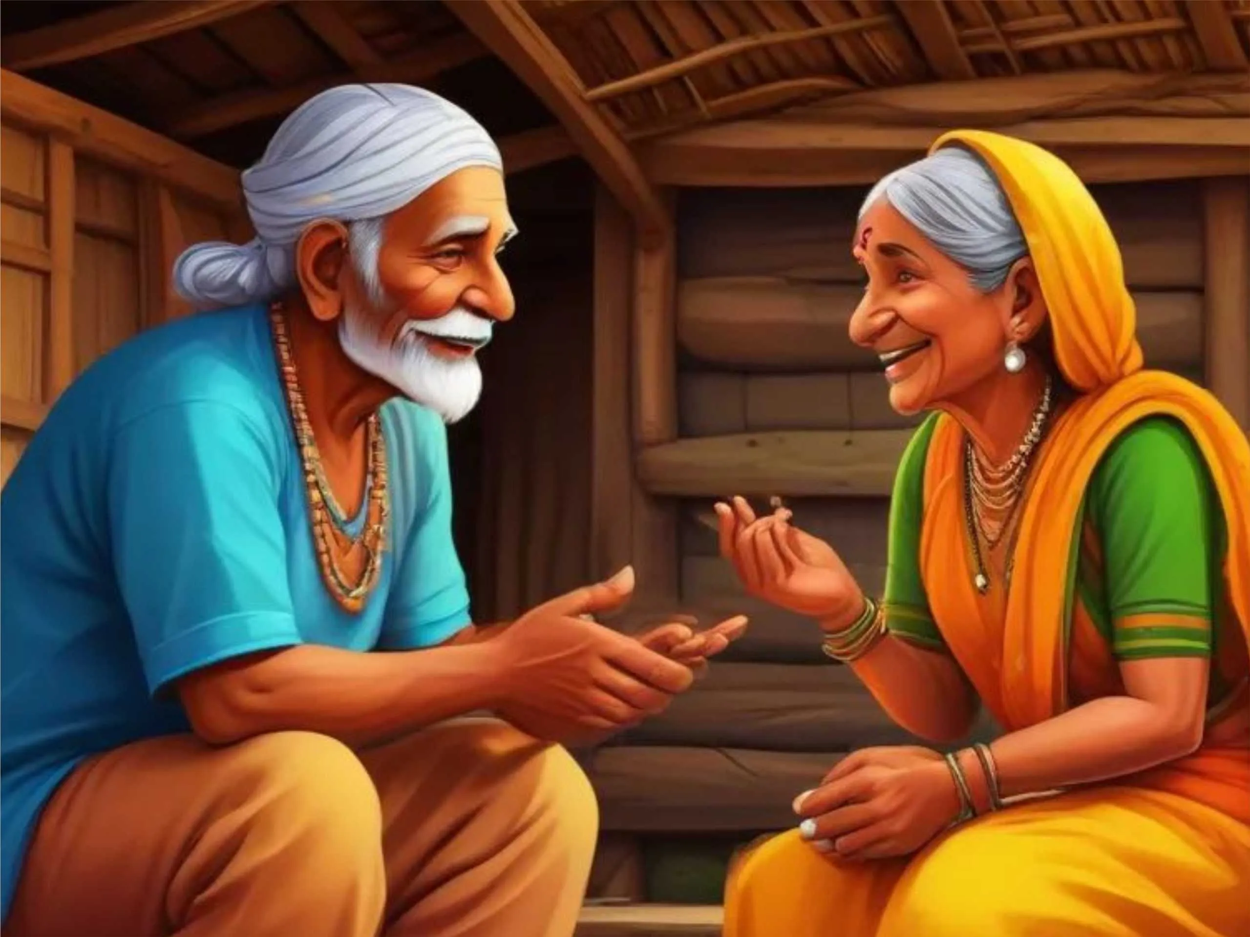 cartoon image of an old couple