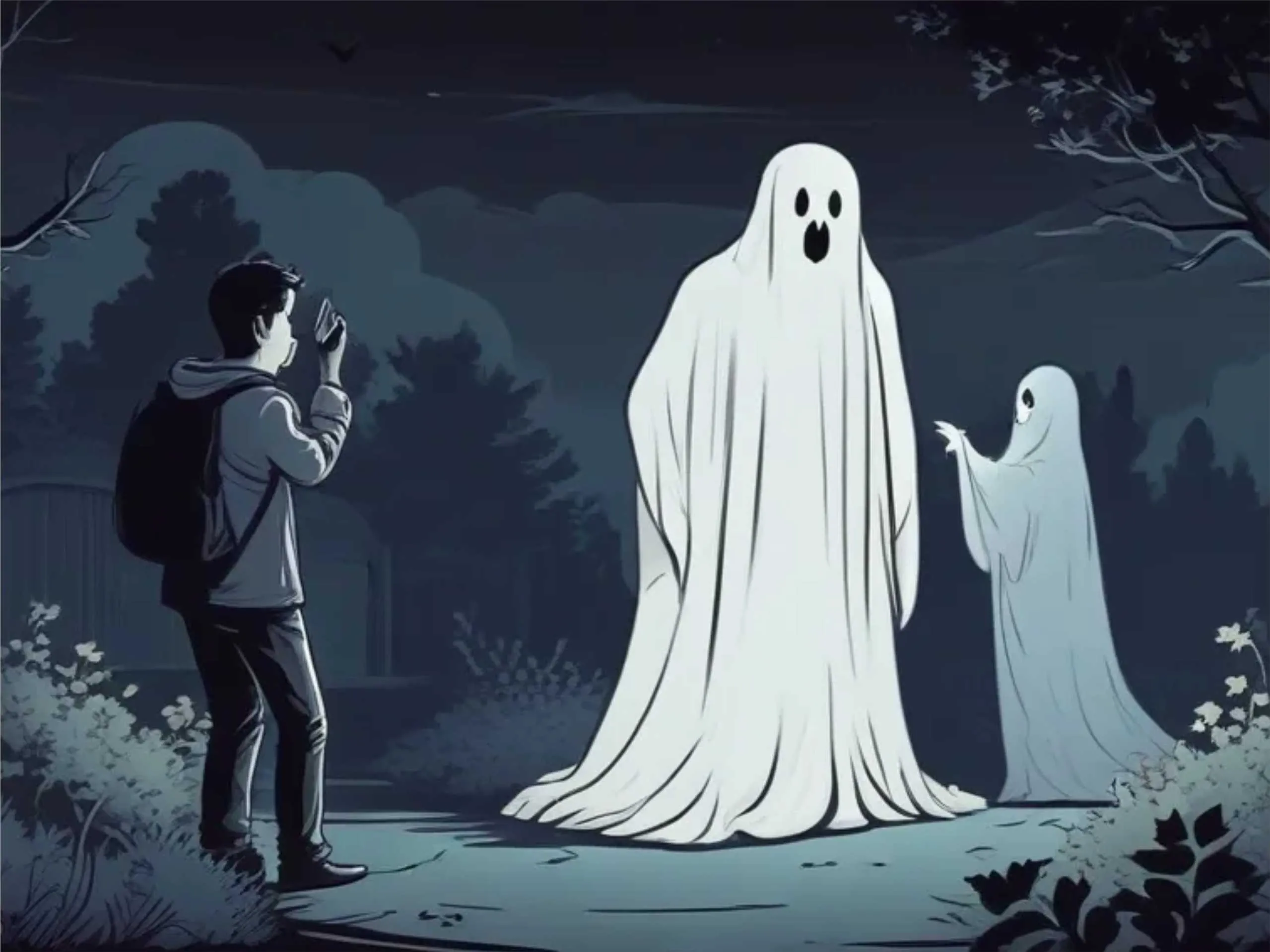 Ghost and man cartoon image
