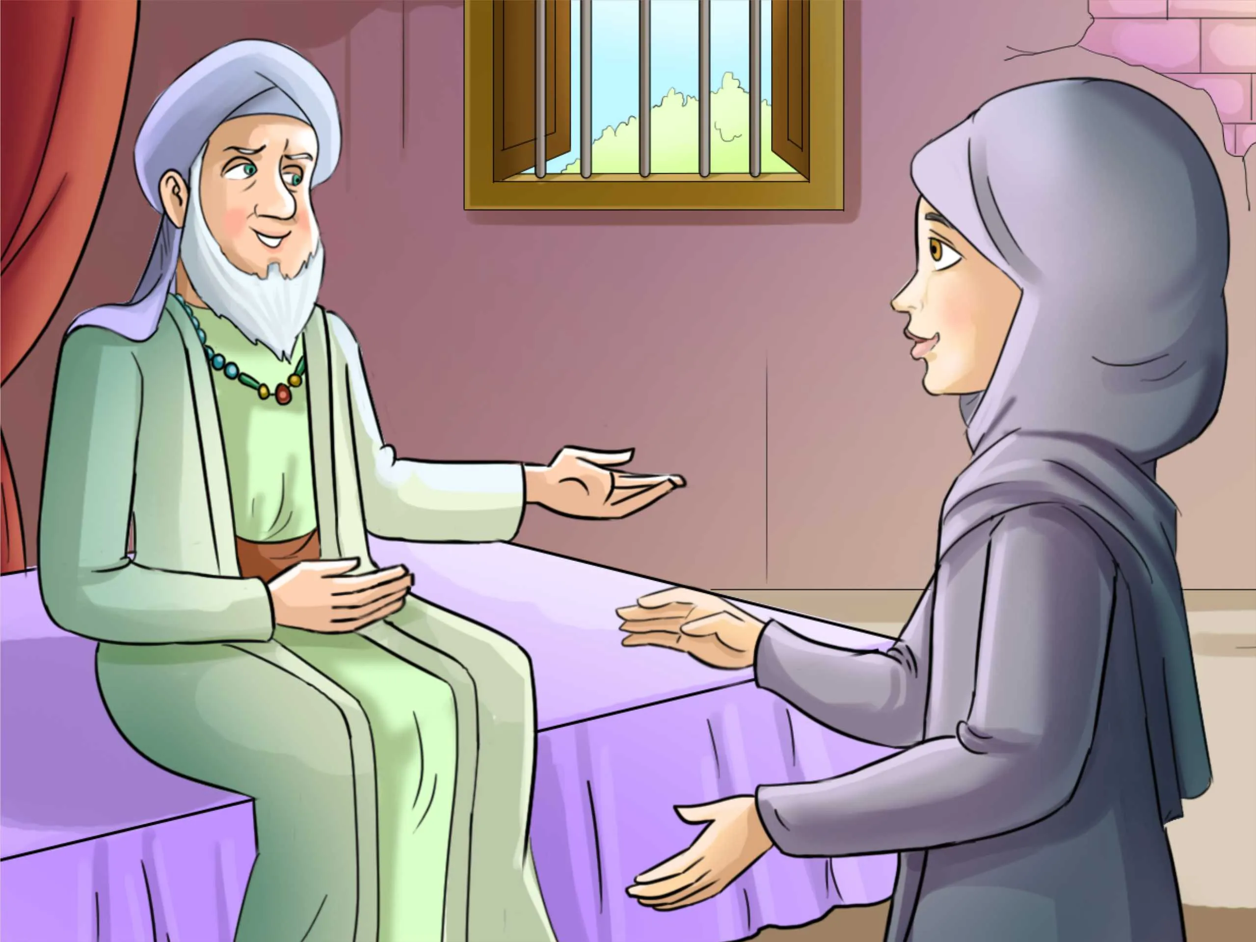 Sufi Saint And Woman Talking Cartoon Image