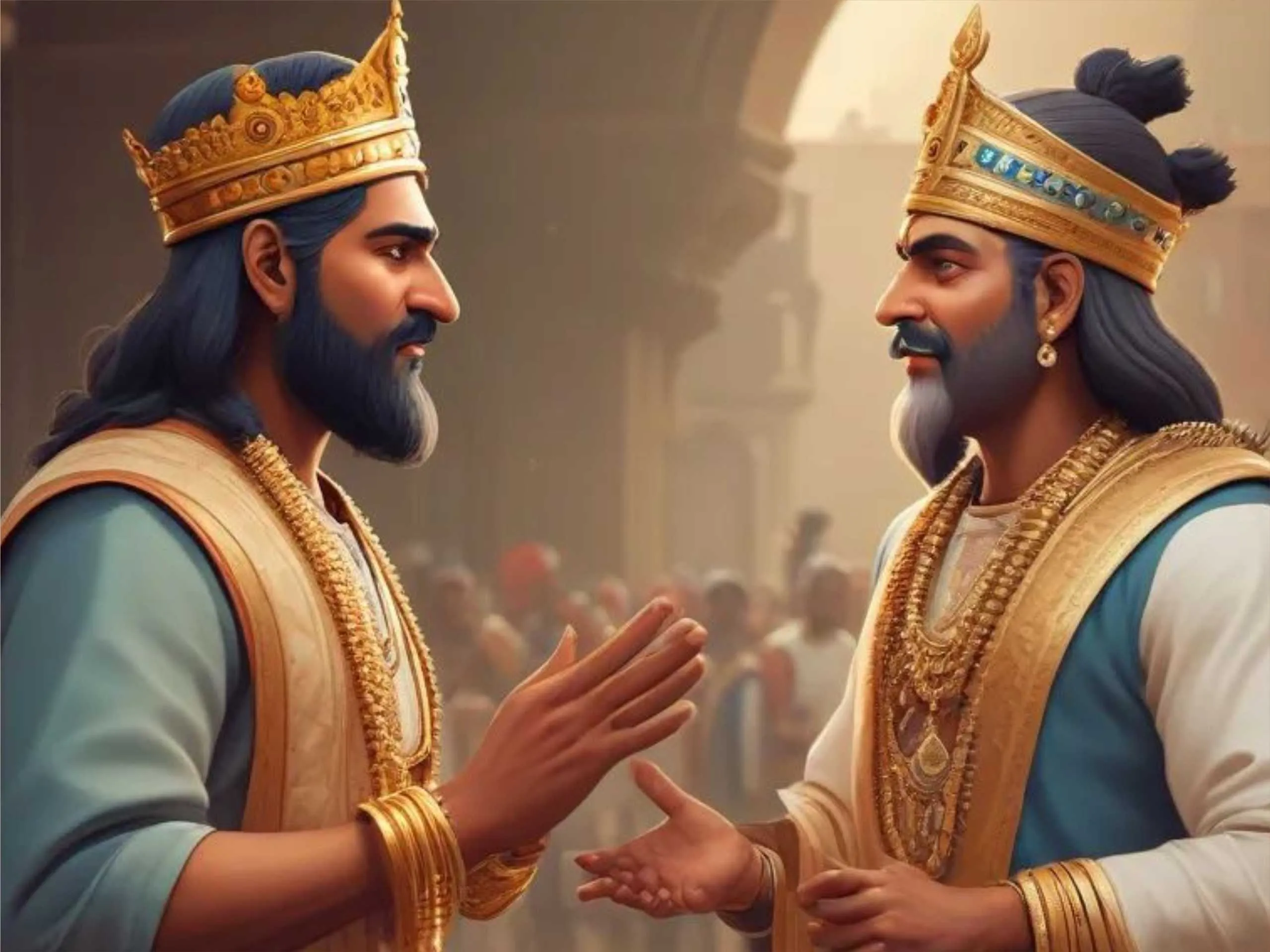 Two kings talking cartoon image