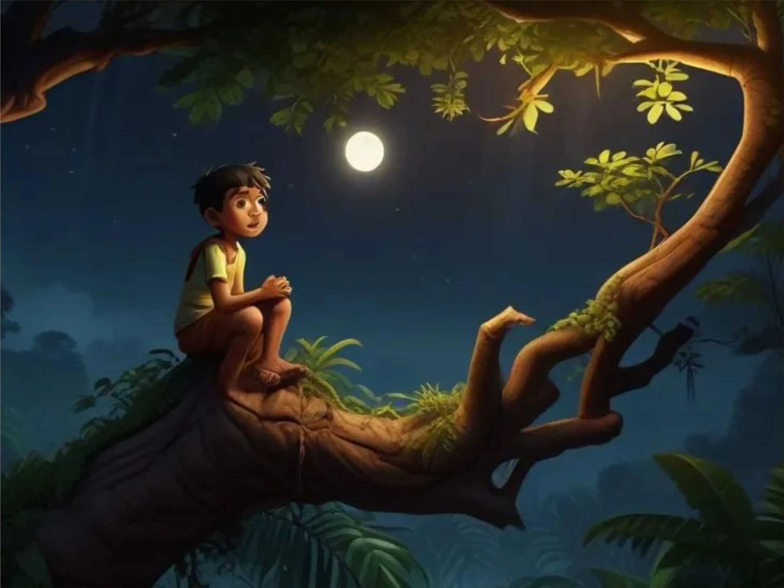 Boy on top of a tree cartoon image
