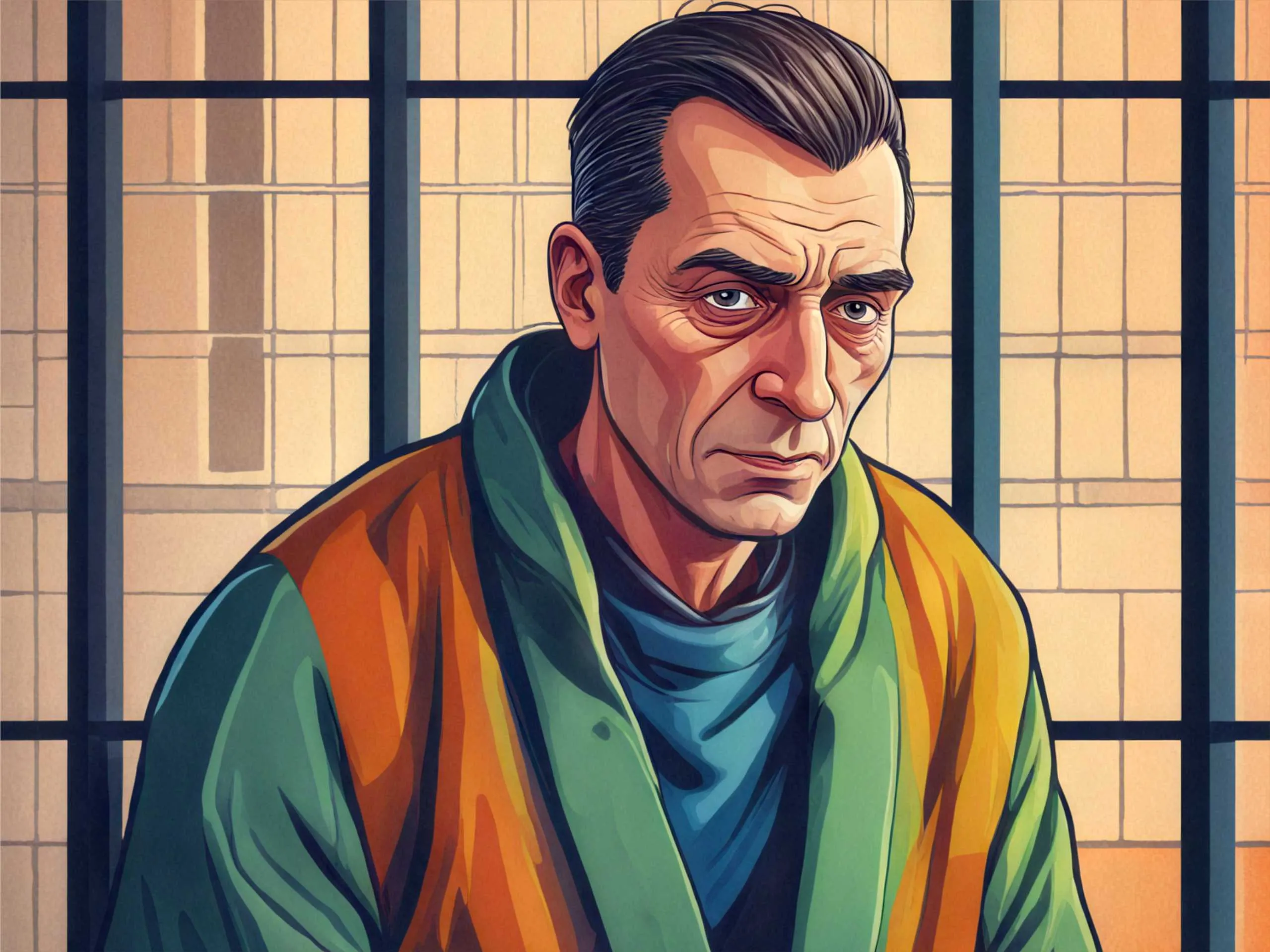 Cartoon image of a german prisoner