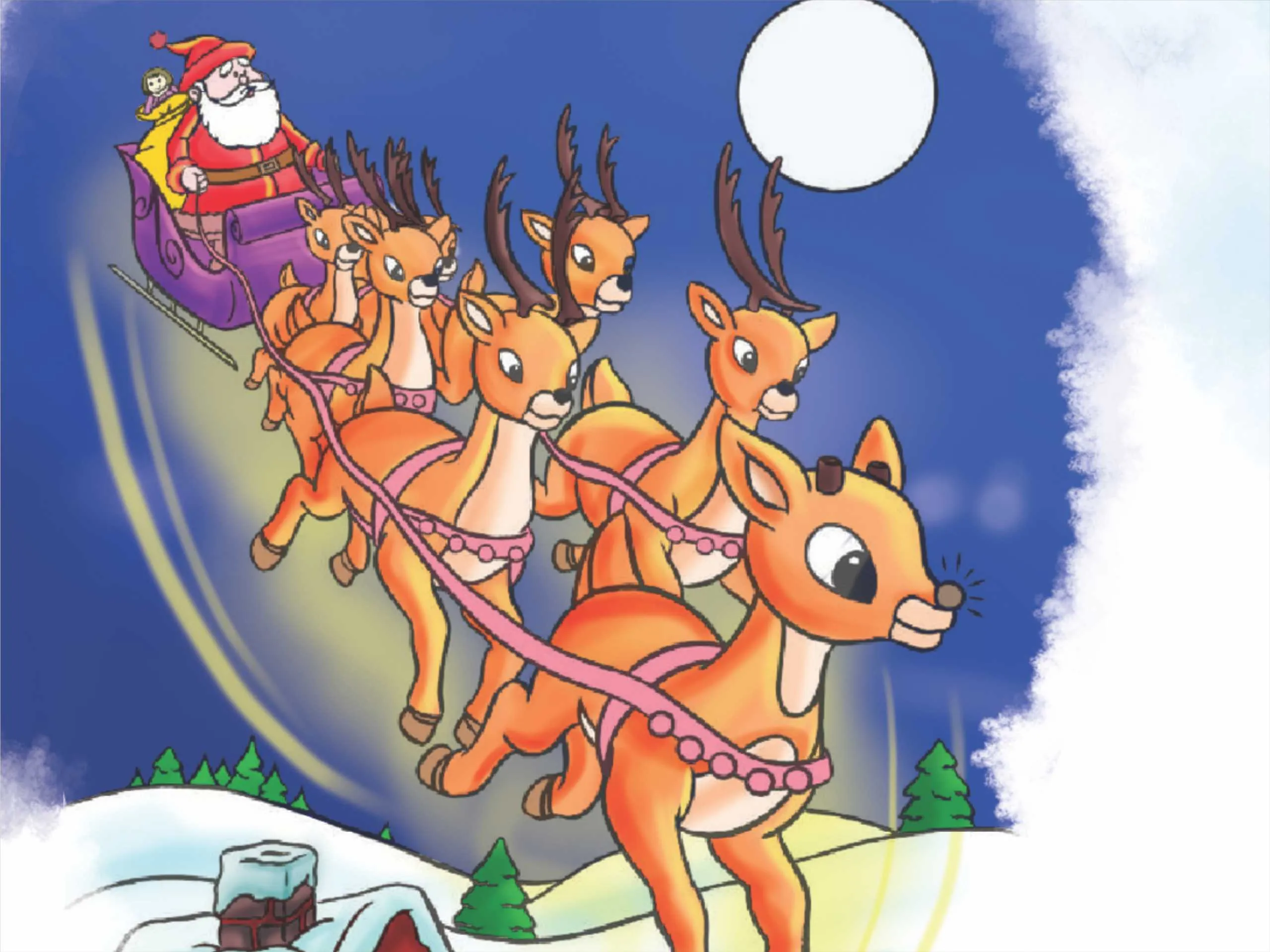 Santa Claus On his Sledge Cartoon image