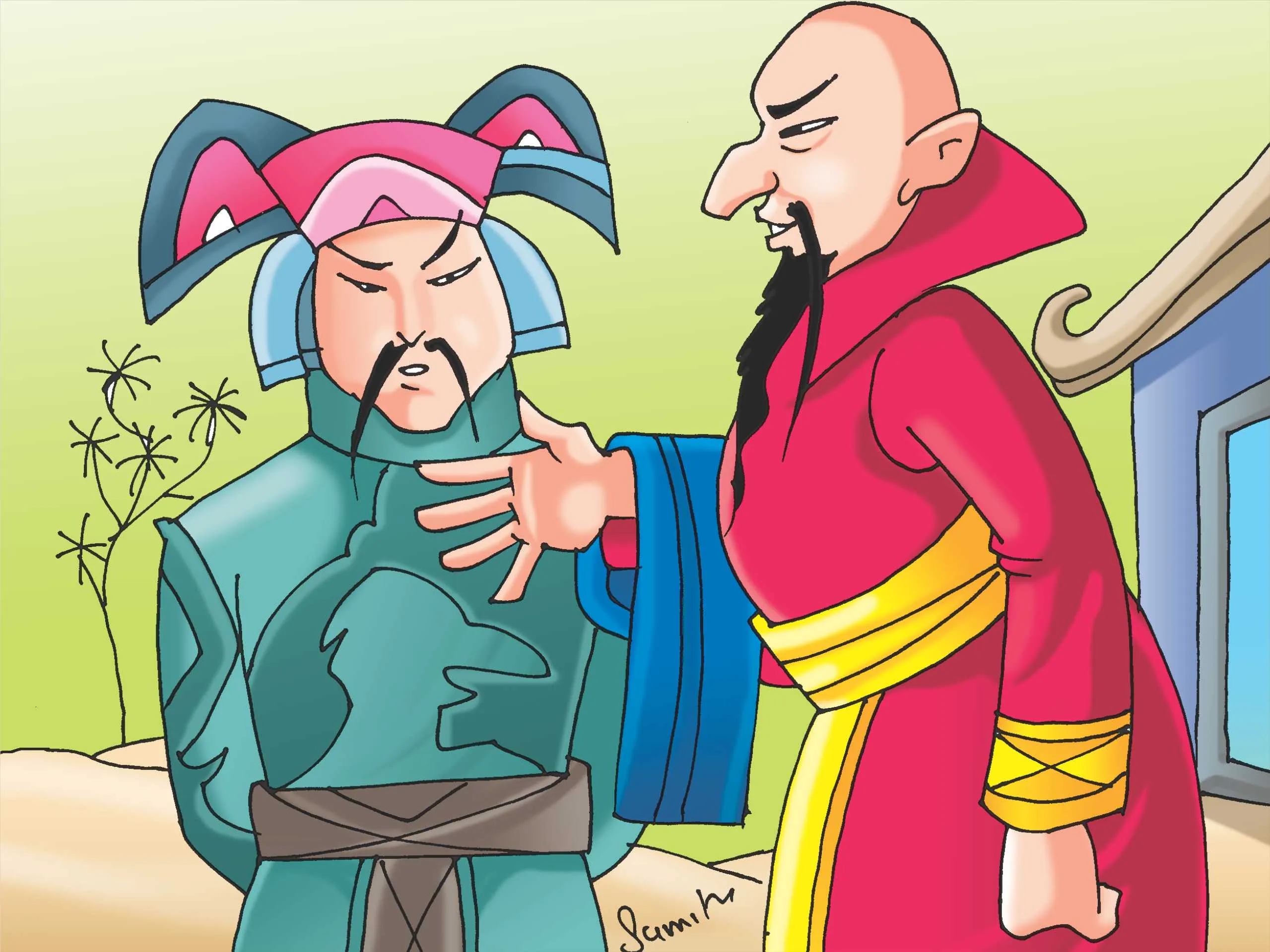 Confucius talking to king Cartoon image