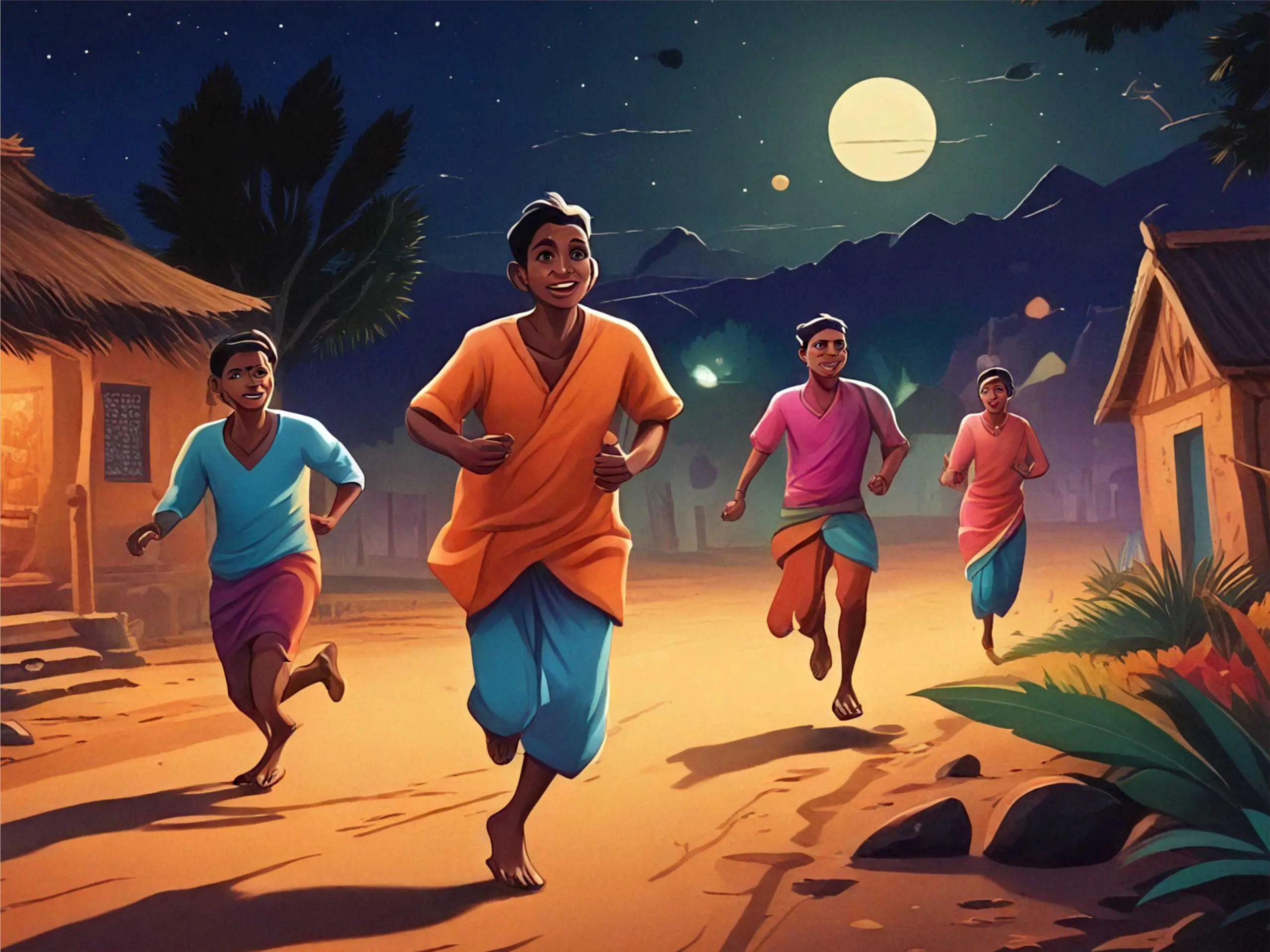cartoon image of Indian village boys