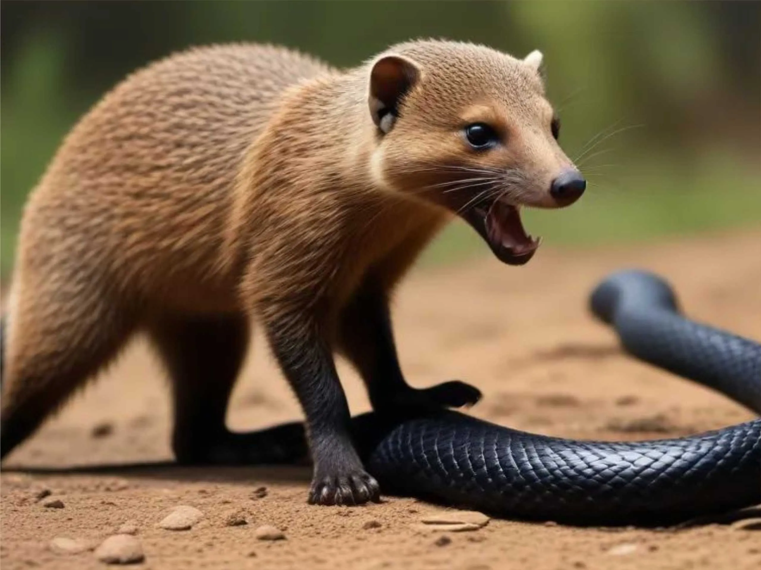mongoose and snake fighting cartoon image