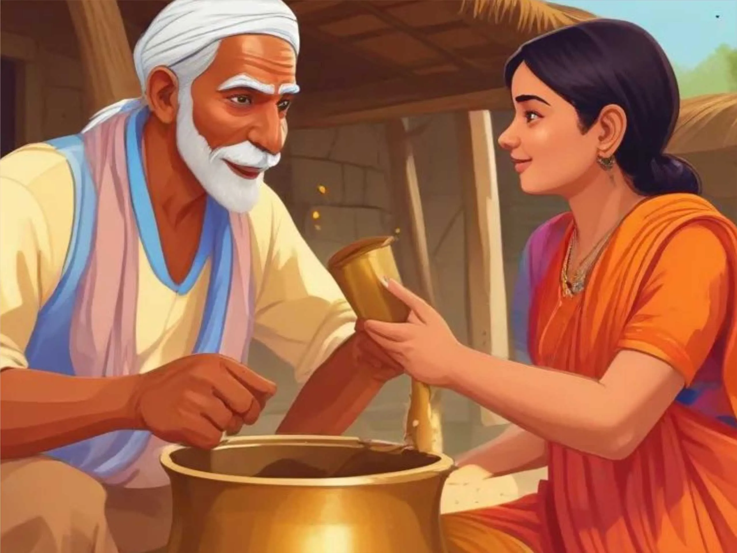 cartoon image of a farmer with his daughter