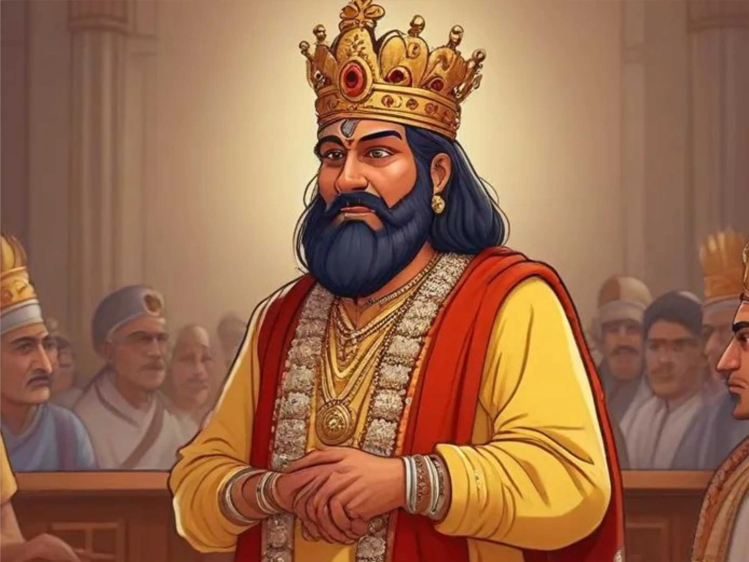Indian King In his court cartoon image