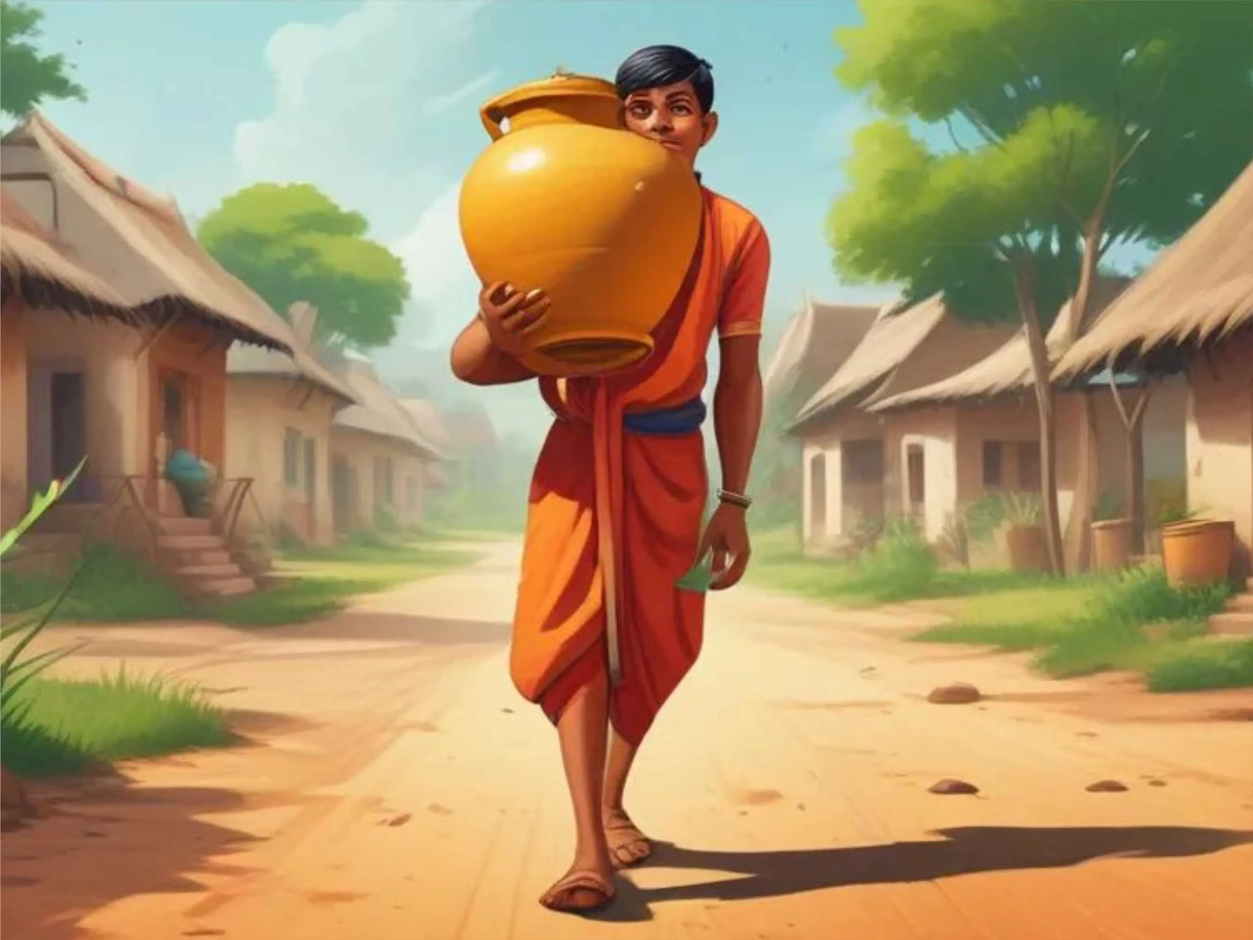 Cartoon image of an indian village boy
