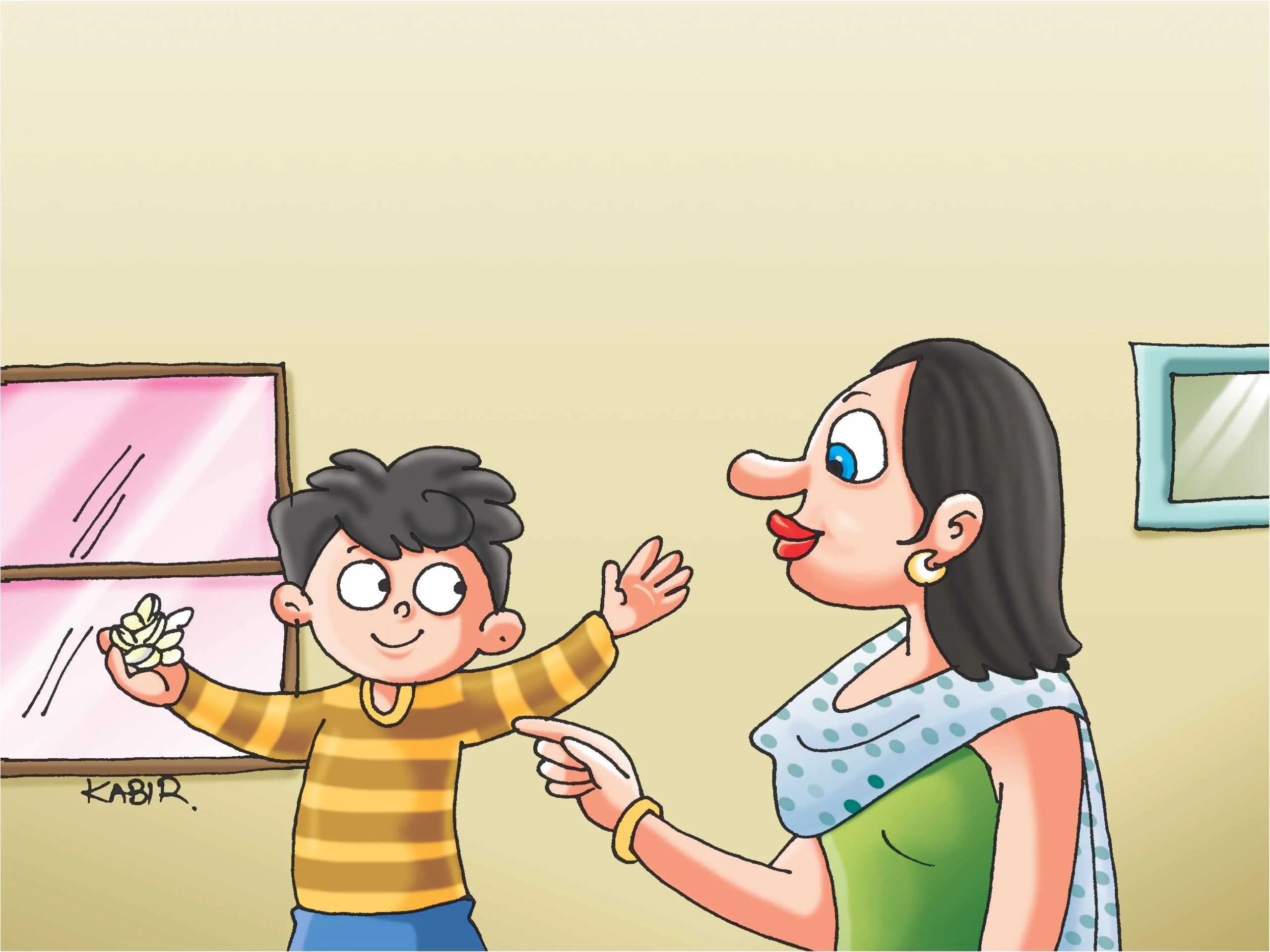 Mother with son cartoon image