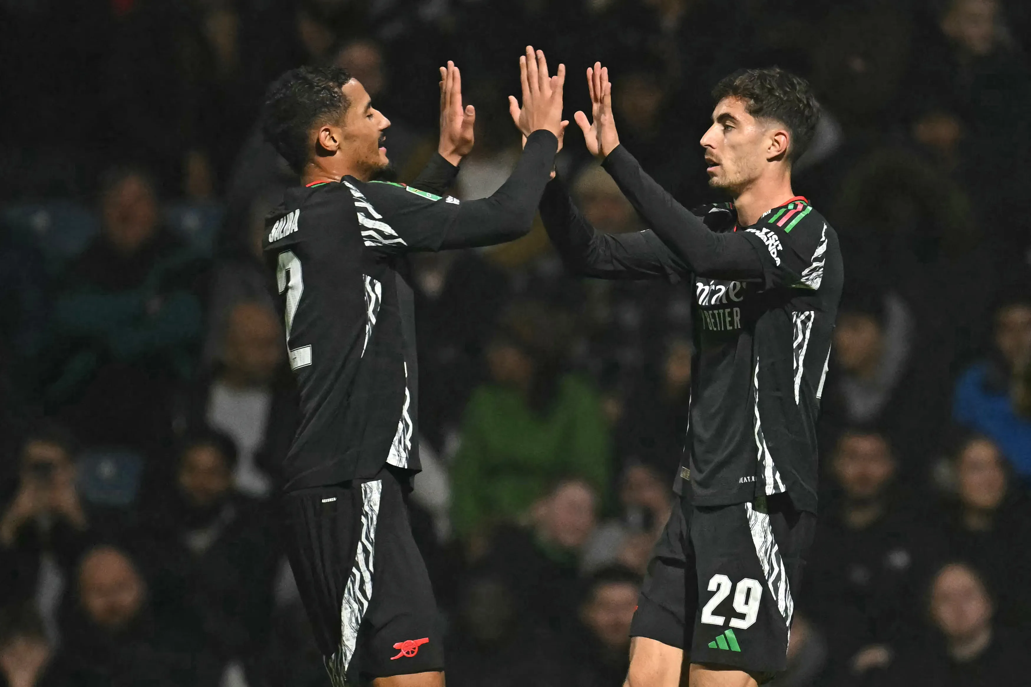 Havertz celebrates his goal against Preston with Saliba- Sportz Point.com