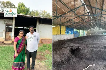 Gutha Jyothi and her husband Venkat Reddy at a vermicompost unit