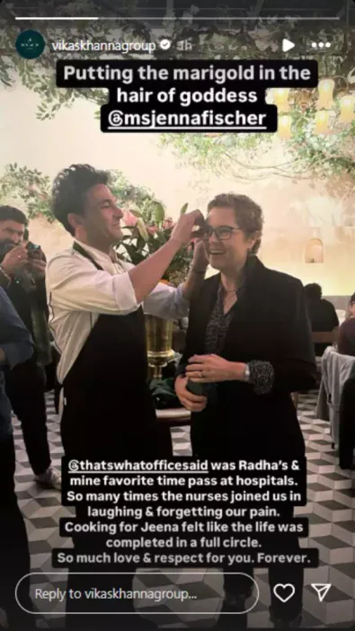 Vikas Khanna posts story for Jenna Fischer by TimesOfIndia