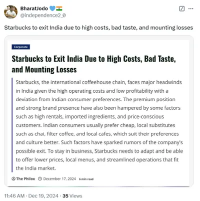 Starbucks false claim