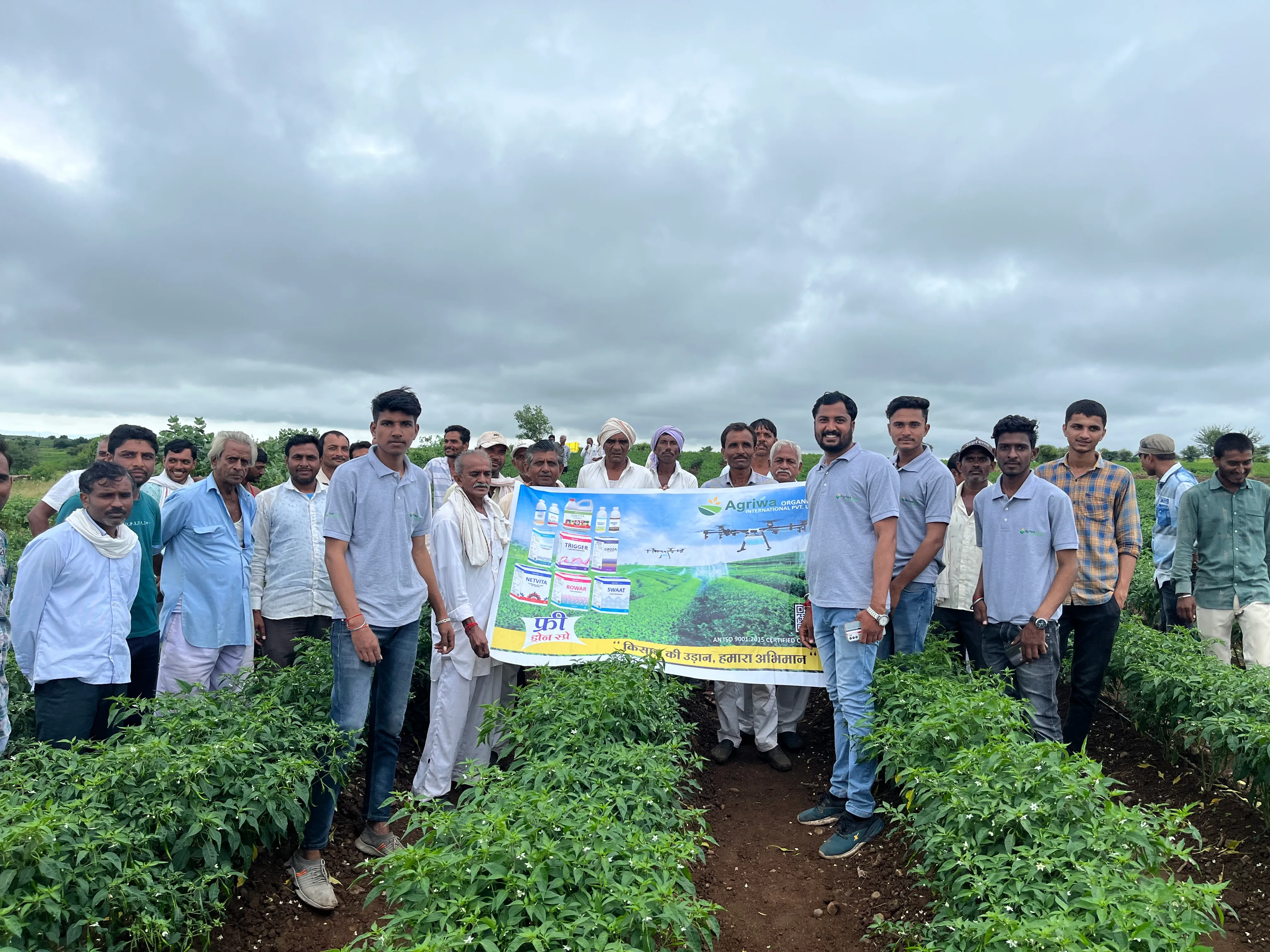 Ansh Patidar with farmers