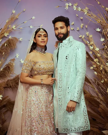 Mrunal Thakur and Siddhant Chaturvedi are absolute stunners in Abu Jani  Sandeep Khosla outfits