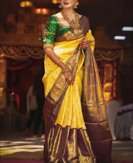 SF-Yellow color Kanjivaram Silk saree - New In - Indian
