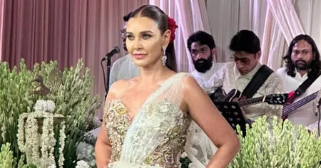 Lisa Ray creates magic in Stunning Rahul Mishra’s saree gown at ICW 2024