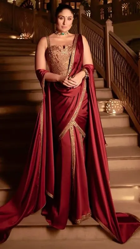 IIFA Awards 2025 Kareena Kapoor Khan's look: করিনা কাপুর লাল বিন্দি এবং শাড়িতে 
