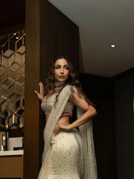 Malaika Arora White Saree Look