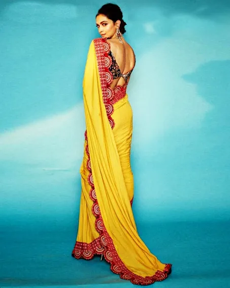 Deepika Padukone Japan Satin Silk Yellow Colour Saree, Chhapak Promotion