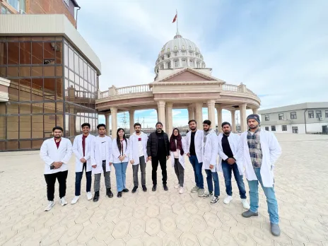 Indian students currently enrolled for an MBBS course at Kyrgyzstan’s International Medical University. Special Arrangement 