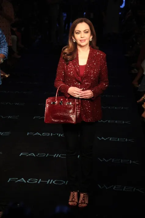 Socialite Nita Ambani during Mumbai’s Lakme Fashion Week in August 2015. Photo: Hindustan Times via Getty Images
