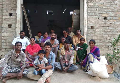 Adithi Millets team with farmers at the processing unit. Pic: Adithi Millets