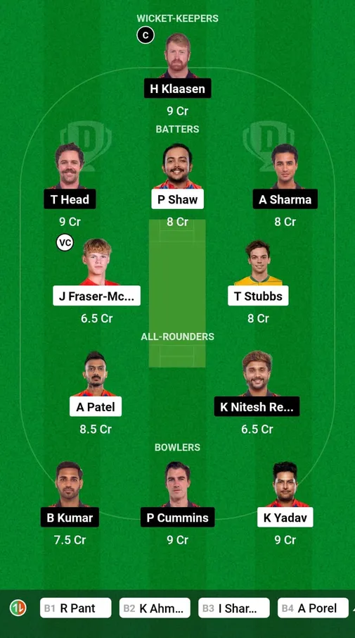 MI vs SRH Fantasy Team Prediction