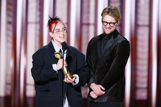 Billie Eilish and FINNEAS accepts the award for Best Original Song – Motion Picture for .“What Was I Made For?” — Barbie Music & Lyrics at the 81st Golden Globe Awards held at the Beverly Hilton Hotel on January 7, 2024 in Beverly Hills, California.