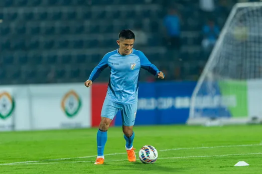 Sunil Chhetri in the warmups before the India vs Afghanistan FIFA World Cup Qualifiers 2026 match