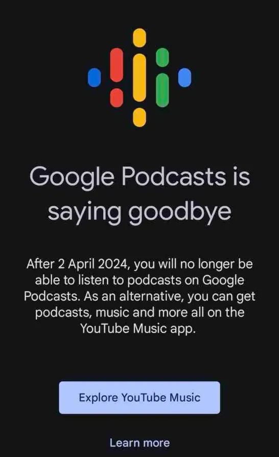 google podcast shutdown