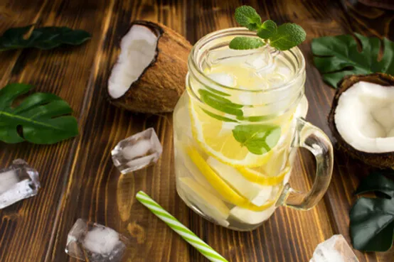 Coconut water with mint and lemon Recipe - Vaya.in