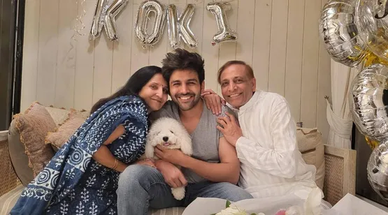 Inside Kartik Aaryan's midnight birthday celebration with his parents, pet  Katori and a chocolate cake: 'Will always be your Koki' | Entertainment  News,The Indian Express