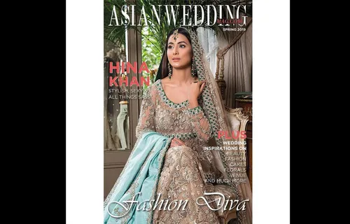 Hina Khan Looks Dreamy In A Nude And Power Blue Embroidered Look On This International Magazine Cover!