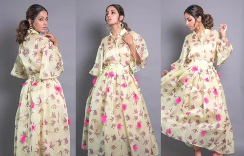 Hina Khan Stuns In A Yellow Dress At Brand Ayesha Event        