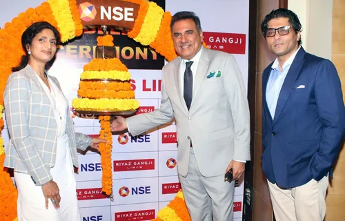 Boman Irani With Designer Riyaz And Reshma Gangji At Opening Bell Ringing Ceremony At NSE