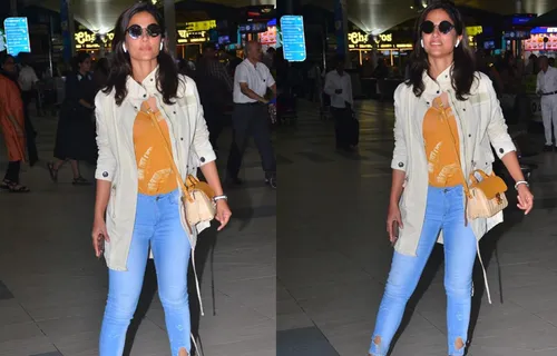 Hina Khan was spotted Mumbai Airport in Casual Look