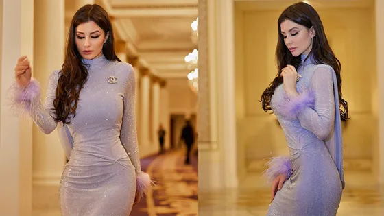 Giorgia Andriani Looks Hot, Playful and Sexy in a Shimmery Figure-Hugging Dress