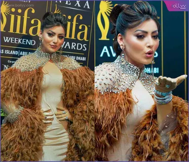 IIFA 2023 Day 2 - Urvashi Rautela Carries Brown Feathers Look From Cannes To IIFA, Steals The Show In Atelier Zuhra Couture