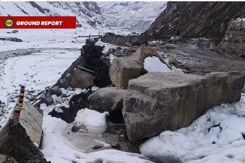 Big cracks appeared on road near selfie point at the Atal Tunnel's North Portal