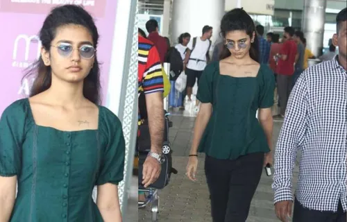 हैदराबाद एयरपोर्ट पर स्पॉट हुई प्रिया प्रकाश, बिना मेकअप के भी दिखा क्यूट अंदाज